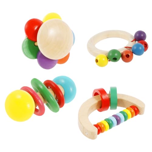 Toaboa 4 Stück Hölzerne Hasen Kauen Spielzeug Farbenfrohe Sichere Kaninchenzähne Schleifen Spielzeug Biss Resistent für Meerschweinchen Kaninchen von Toaboa