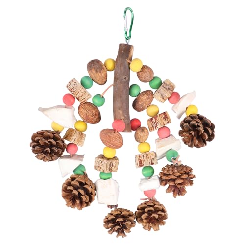 Toaboa Papageienspielzeug Holz Vogel Kauspielzeug Bissfest Gesund Mehrschichtanordnung Kauen, Klettern Kauspielzeug für Papageien, Wellensittiche (Farbe) von Toaboa