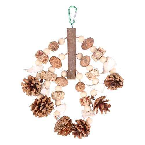 Toaboa Papageienspielzeug Holz Vogel Kauspielzeug Bissfest Gesund Mehrschichtanordnung Kauen, Klettern Kauspielzeug für Papageien, Wellensittiche (Holzfarbe) von Toaboa
