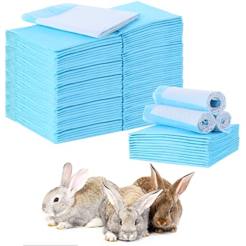 100 Stück Kaninchen-Urinierunterlagen, Haustier-WC-/Töpfchentrainingspads, super saugfähige Einwegwindel für Igel, Hamster, Chinchilla, Katze, Reptilien und andere Kleintiere (45,7 x 33 cm, blau) von Tobeelec