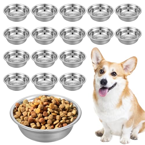 16 Stück Edelstahl-Hundenäpfe, Haustiernapf, Metall, Hund, Katze, Futter-Wassernapf, Ersatz-Basic-Hundenapf, Wassernapf-Set für kleine, mittelgroße und große Hunde, spülmaschinenfest von Tobeelec