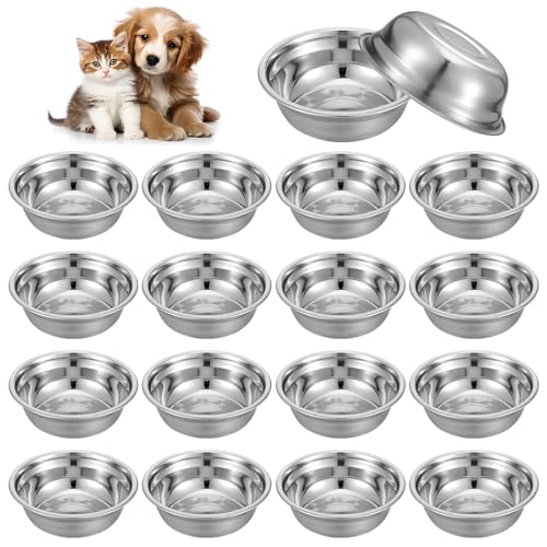 16 Stück Edelstahl-Hundenäpfe, Haustiernapf aus Metall, für Hunde und Katzen, Futter-Wassernapf, Ersatznapf für Hunde, Wassernäpfe, Reisehütte, Futternapf für kleine, mittelgroße und große Hunde, von Tobeelec