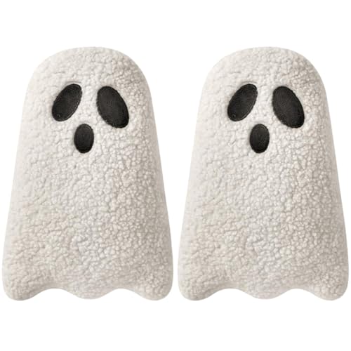 Ghost Pillow | 2 Stücke Halloween süße Würfe und Kissen | Weißer geisterhafter Ghost Soft Plüschspielzeugkissen | Gefüllte Geisterdekor für Halloween Decorative Holiday Home Sofa Bett von TocaFeank