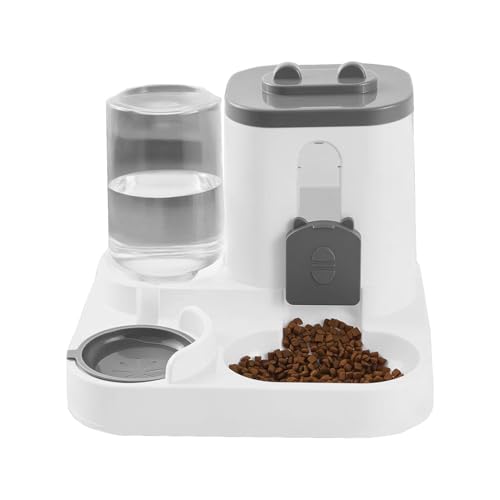 TocaFeank Automatischer Futterautomat Für Hauskatzen | 2 in 1 Katzenfutterautomat und Wasserspender | Leckerli Futternapf Haustierzubehör für Zuhause und Wohnung Innenbereich Welpen Hunde kleine von TocaFeank