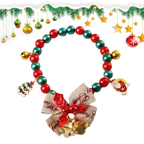 TocaFeank Christmas Cat Halsband - Weiblich Welpen Halskette | Halsband mit Schleife Glocke und Santa Weihnachtsbaum Schneeflocken Elch Anhänger Festtag Zubehör für Kleine Hunde Mädchen Junge TocaFeank Christmas Cat Halsband - Weiblich Welpen Halskette | Halsband mit Schleife Glocke und Santa Weihnachtsbaum Schneeflocken Elch Anhänger Festtag Zubehör für Kleine Hunde Mädchen Junge von TocaFeank