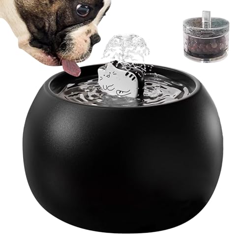 TocaFeank Haustierbrunnen | Automatischer Trinkbrunnen Für Haustiere | Wiederaufladbarer Automatischer Spender Mit Sensor Gefiltertem Wasser 3D Design Für Hunde Welpen Drinnen Und Draußen von TocaFeank