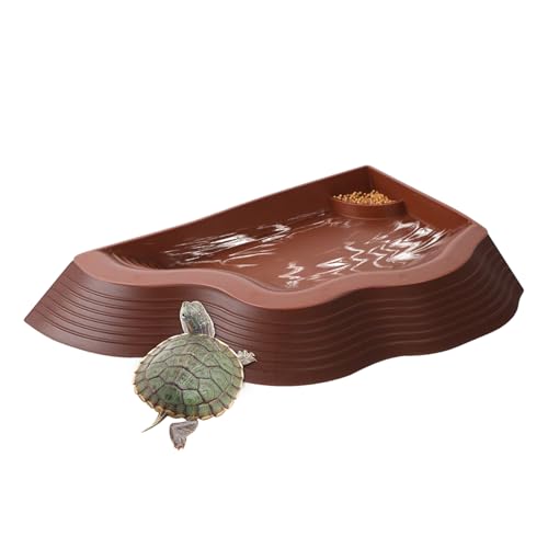 TocaFeank Reptil Badebecken | Antirutsch-Schüssel mit rauer Rampe für Schildkrötenfutter,Reptilienbad Becken Aquarium Deko Für Echsen und Schlangen von TocaFeank