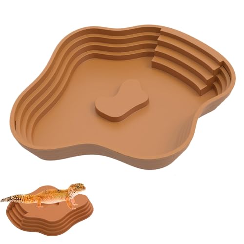 TocaFeank Wasserschale für Reptilienbehälter, Reptilienwasserschale,Crawl Pet Food Plate | Reptilienbad Pool Water Bowl mit Rampa -Aquarium -Ornament für Gecko/Schlange/bärtiger Drache/ von TocaFeank