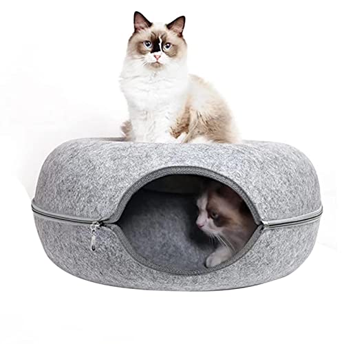Katzenbett-Nest-Tunnel - Kätzchen Spielzeug Nest Tunnel - Abnehmbare für Katzen, Filztunnel, Katzentunnelbett für den Innenbereich, Katzentunnel, Spielzeug, Katzenzubehör für Kleintiere von Toddlers