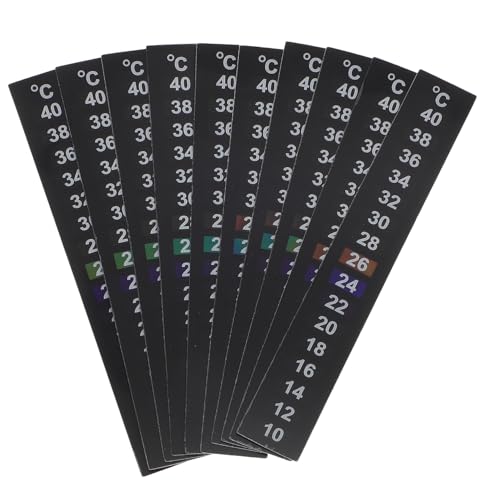 10Stücke Thermometer Aufkleber für Aquarien Temperaturstreifen Selbstklebende Thermometer für Fischtanks Präzise Temperaturmessung und Einfache Anwendung von Toddmomy