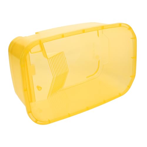 Toddmomy 1 Set-Box Schildkrötenbecken Block Gecko Panzer Haustier Tank Bausatz Lebensraum Wasserschildkröten Fischflocken Automatischer Fischfutterautomat Käfig Futterspender Plastik Yellow von Toddmomy