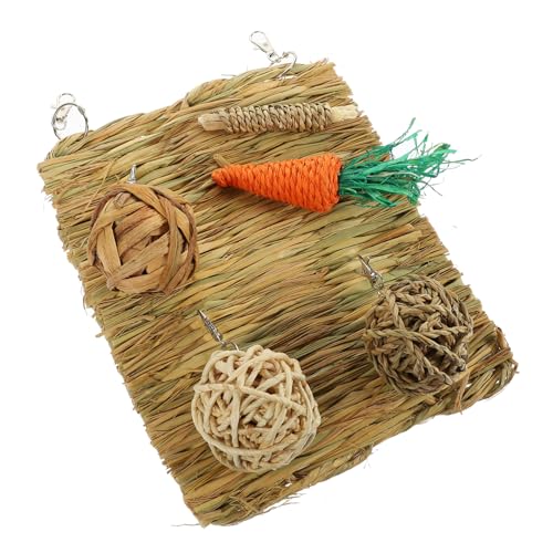 Toddmomy Natürliche Gewebte Bettmatte Kleintiermatte Für Meerschweinchen Vögel Hamster Haustier-grasmatte von Toddmomy