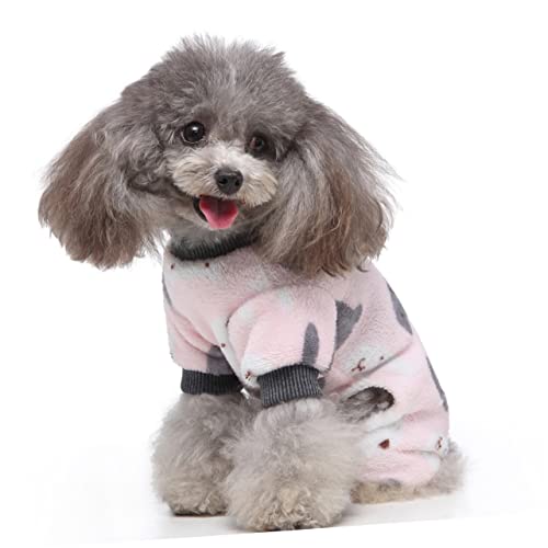 Toddmomy 1 Stück Hunde-Pyjama Hundeanzug Kühlung Hundekleidung Kleine Hundesoutfits Für Haustiere Plüsch Ups Hündchen-Pyjama Haustierkleidung Vier Fuß Pyjama Rosa Korallenvlies von Toddmomy