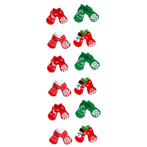 Toddmomy 12 Paare Weihnachtssocken für Haustiere wärmende socken Thermal Socks Niedlich weihnachtliche warme Socken rutschfeste Socken thermische Socken Baumwollsocken für Haustiere Stiefel von Toddmomy