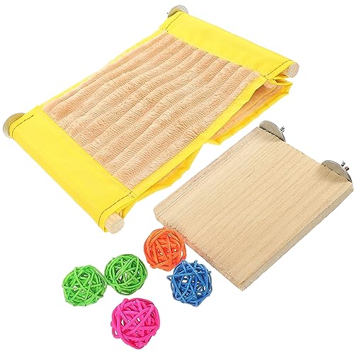 Toddmomy Hamster Hängematte Schlafbett für Kleintiere Atmungsaktive Ruhehängematte Warmes Bett für Meerschweinchen und Hamster und Spielzeugball für Winter 7 Stück von Toddmomy