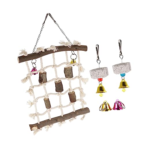 Toddmomy 1satz Papageien Spielzeug Mit Kletterseil Und Glocke Baumwollseil Netz Für Wellensittiche Teiliges Für Klettern Spielen Und Nagen Sicheres Spielzeug Für Vögel von Toddmomy