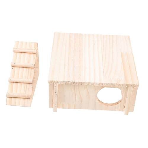 Toddmomy 1Stück Hamsterhaus aus Holz Mehrstöckig mit Treppe für Hamster Rennmäuse und Kleine Nager Atmungsaktiv und Sicher Fördert Schlafqualität und Spielspaß von Toddmomy