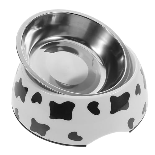 Toddmomy Edelstahl Dual Pet Bowl Kuh Design Lebensmittel Wasser Feeder Bowl Für Hunde Katzen Kätzchen von Toddmomy