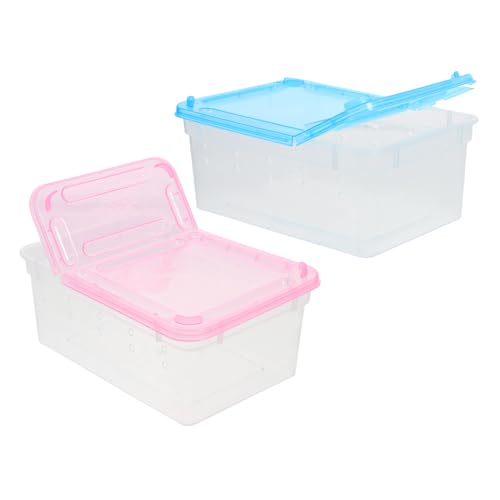Toddmomy 2 Stücke Reptilien Futterbox Transparente Zuchtkäfige für Lebendes Futter Atmungsaktive Reptilienbox für Eidechsen und Spinnen Multifunktions Reptilienkäfig für Haustierhaltung von Toddmomy