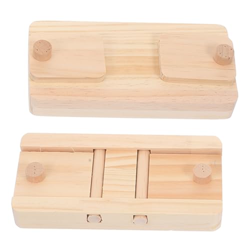 Toddmomy 2 Stück Futterautomat für Haustiere Nahrungssuche Kleinkinder Kaninchen Nagetier Hamsterfutter versteckter Ort Kleines Hamster-Leckerli- Kiefernholz Beige von Toddmomy