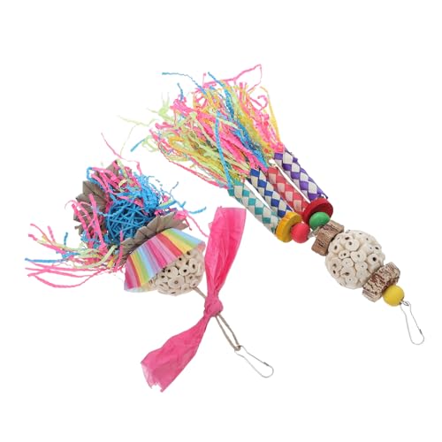 Toddmomy 2stücke Farbige Vögel Spielzeuge Kauspielzeug Für Sittiche Nymphensittiche Papageien Und Conures Handgefertigte Hängende Futtersuche Für Soziale Interaktion Und Unterhaltung von Toddmomy