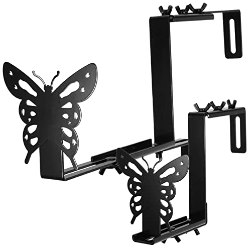 Toddmomy 2 Stück Hakenblumenkleiderbügel groß Aufhänger Balkongeländerpflanzer Geländer Pflanzgefäßhalter Klammern im Freien hängende Topfhalterung Halterung für Blumentöpfe Eisen Schwarz von Toddmomy