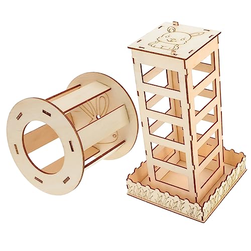 Toddmomy 2 Stück Hasengrasständer Käfig Kaninchen meerschweinchen versteck Nest Ratte Hasen Heuraufe Hasen Heuhalter Kleintier Heuhalter Kleintier Heuraufe hölzerne Feeder Holz organisator von Toddmomy