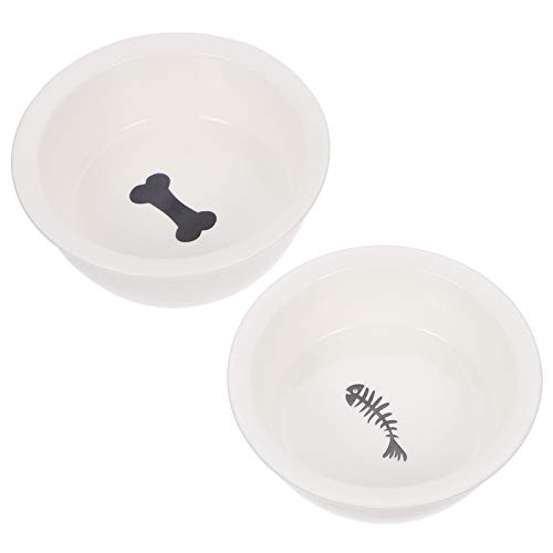 Toddmomy 2 Stück Keramische Futter und Wassernäpfe für Katzen und Kleine Hunde rutschfest Spülmaschinenfest mit Süßem Muster für Haustierbedarf von Toddmomy