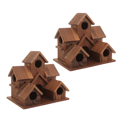 Toddmomy 2 Stück Rustikale Vogelhäuser aus Holz Wetterbeständig mit Futterfunktion Sicherer Nistplatz im Landhausstil zum Aufhängen im Garten Terrasse zur Dekoration und von Toddmomy