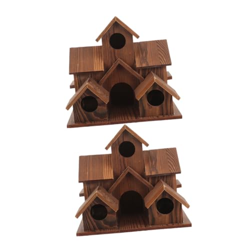 Toddmomy 2 Stück Rustikale Vogelhäuser aus Naturholz Wetterbeständige Nistkästen mit Futterstelle Cottage-Stil Gartendeko für Wildvögel im Außenbereich Langlebige Vogelhäuschen für Garten von Toddmomy