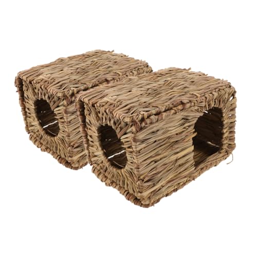 Toddmomy 2 Stück Stroh Kaninchennest Kaninchenhütte Hasenbetten Meerschweinchentunnel Meerschweinchenverstecke Hasenhäuser Rattenhaus Hasenhaus Indoor Hasenhütte von Toddmomy