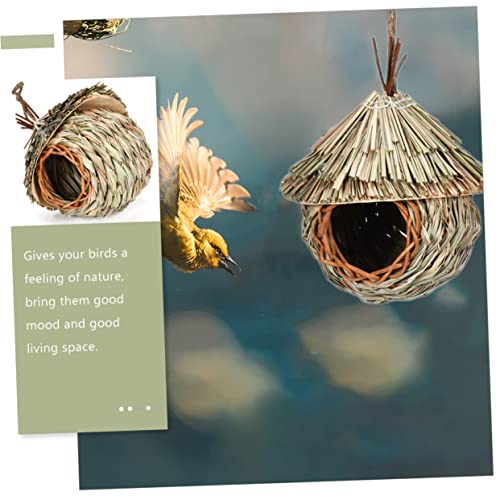 2 Stück Vogelnest aus Stroh hängend groß Häuser handgewebtes Nest handgewebtes Vogelnest gewebte Strohvogelnester Sparrow Bird House Papageiennest aus Stroh von Toddmomy