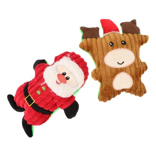 Toddmomy 2stücke Interaktive Weihnachts-hundespielzeuge Kuschelige Plüschspielzeuge Mit Quietscher Für Hunde Kauspielzeug Für Unterhaltung Und Spiel Weihnachtsmann Rentier von Toddmomy