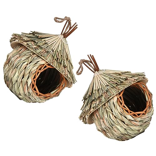Toddmomy 2 Stück Winddichtes Hummingbird Nest Handgefertigtes Vogelhaus aus Stroh Nistmaterial für Papageien und Dekorative Gartenaccessoires Toddmomy 2 Stück Winddichtes Hummingbird Nest Handgefertigtes Vogelhaus aus Stroh Nistmaterial für Papageien und Dekorative Gartenaccessoires von Toddmomy