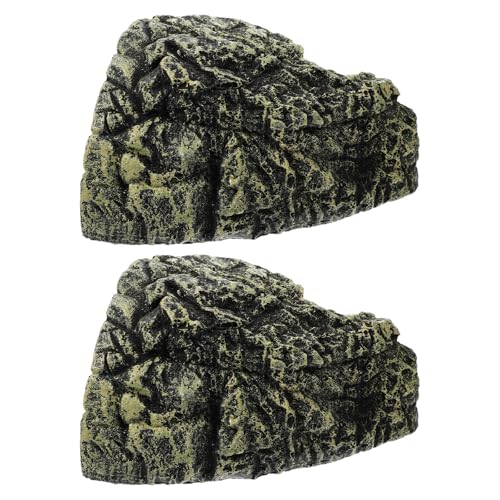 Toddmomy 2 x Sonnenplattformen für Schildkrötenbecken – Schildkrötendock aus Kunstharz, Kletterrampe, Höhle, Lebensraumdekoration für kleine Eidechsen, Frösche, Schlangen, Chamäleons, 6 x 8 cm Loch von Toddmomy