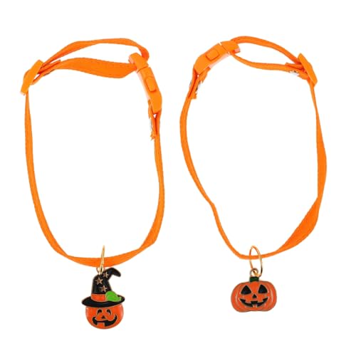 Toddmomy 2St Halsband Welpen Anhänger für Hundehalsbänder Kätzchen-Kragen Kürbis Halloween Halskette Choker Halloween Halloween-Kragen Haustier Glocke Hündchen Geist Denim von Toddmomy