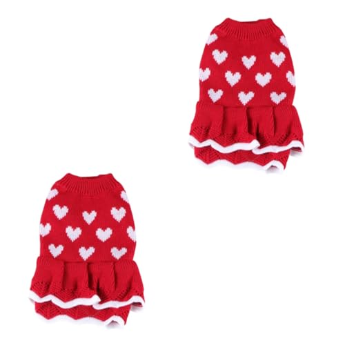 Toddmomy 2St Welpenrock hundepullover hundepulli hundekleider Hunde Kleidung Outfit für Mädchen kleine hundekleidung Weihnachtspullover Haustierkleidung Haustierzubehör festlich Shirt rot von Toddmomy