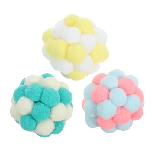 Toddmomy 3 Stück Bunte Katzenspielzeug Bälle mit Glocken Weiche Interaktive Katzenbälle zur Beschäftigung und Stressabbau Langlebig und Pfotenfreundlich für Spielbegeisterte Katzen von Toddmomy