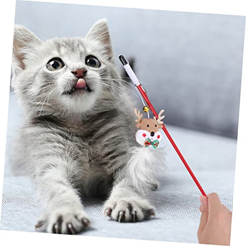 Toddmomy 3 Stück Interaktives Katzen mit Weihnachtsmotiv Langlebige Katzenangel mit Federn Fördert Bewegung und Natürlichen für Wohnungskatzen und Kätzchen Spielerische Beschäftigung von Toddmomy