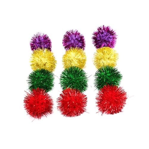 Toddmomy 30stücke Bunte Lametta-pom-pom-bälle Kleine Glitzer-bommelbälle Für Katzenspielzeug Gemischte Farben von Toddmomy