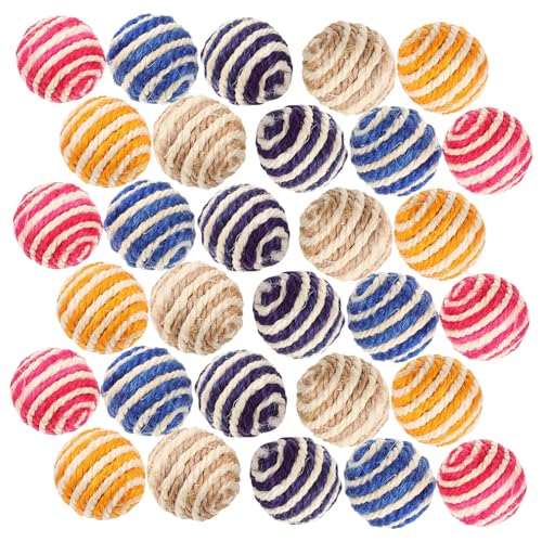 Toddmomy 35 Stück Katzenspielzeugball Kätzchen-Sisalball lustig anregend fangen Kauen Haustier Katzenspielzeug für Kätzchen Bereicherung für Wohnungskatzen Hanfseil Colorful Zufällige Farbe von Toddmomy