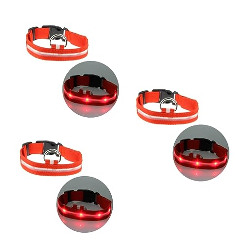 Toddmomy 3St LED Haustierhalsband Nachtsicht Hundehalsband Blinkings Hundehalsband Haustierhalsbandkegel Lichtleiste LED-Haustierhalsband beleuchteter Kragen Rundhals Siebdruck rot von Toddmomy
