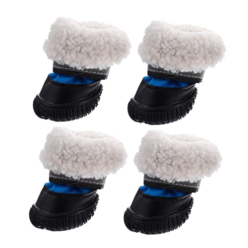 Toddmomy 4 STÜCKE wasserdichte Hundeschuhe Pfotenschutz rutschfest Winter Schnee Haustier Outdoor Blau Schützend Warm und Strapazierfähig für Kleine bis Mittlere Hunde von Toddmomy