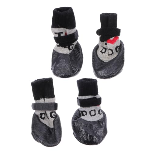 Toddmomy 4 Stück Anti-Rutschhund-Schuhe pet Supplies Paws pfotenschutz Tierpfotenschutzsocken Welpensocken Hundeschuhe sockenschuhe Haustierstiefel Anti-Rutsch-Stiefel für Hunde Garn Black von Toddmomy