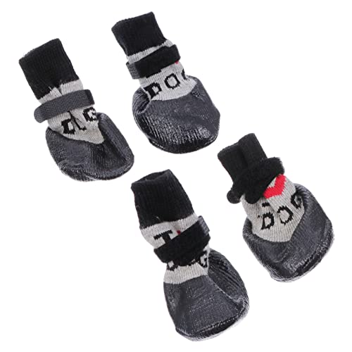 Toddmomy 4 Stück Anti-Rutschhund-Schuhe pet Supplies Paws pfotenschutz Wollsocken hundepflege Pfotenschuhe sockenschuhe Welpensocken Hundepfotenschutz Haustierstiefel Hundeschuhe Garn Black von Toddmomy