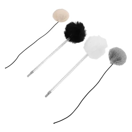 Toddmomy 4 Stück Elastische Katzenbaum Spielbälle zum Aufhängen Weiche Plüschkugeln und Dehnbare Schnüre für Interaktives Kratzen und Springen Vielseitig Einsetzbar als Kleine von Toddmomy