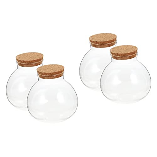 4 Stück Ökologische Mikrolandschaftsflasche Glaskuppel mit Holzsockel ökologisches Fischflaschenglas-Aquarium Vase lagercontainer Betta-Aquarium Süßigkeitenglas ökologische Flasche von Toddmomy