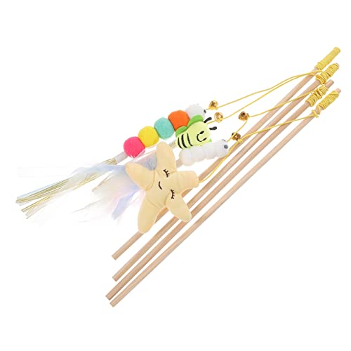 Toddmomy 4 Stück Teiliges Interaktives Katzenspielzeug mit Glöckchen Bunte Katzenspielangel für Kätzchen Selbstspielende Katzenminze Teaser gegen Langeweile Drinnen von Toddmomy