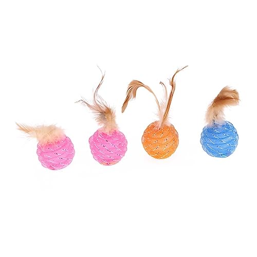 Toddmomy 4 Stücke Bunte Katze Spielzeug Mit Linie Rohr Interaktive Kratzen Haustier Spielzeug Zufällige Farbe von Toddmomy