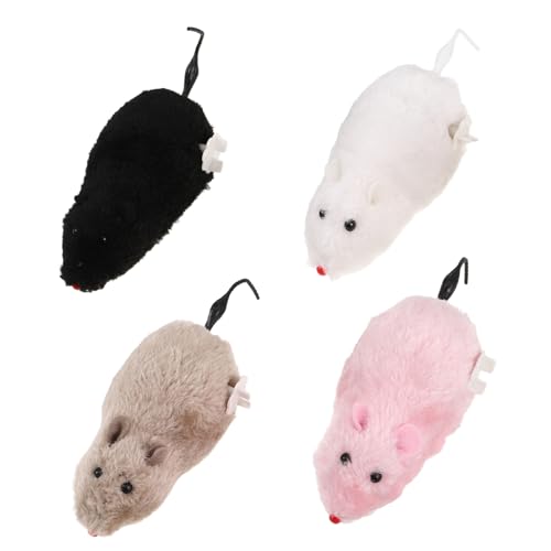 Toddmomy 4Stücke Aufziehspielzeug Mäuse für Katzen und Plüsch Rattenspielzeuge mit Rotierendem Lebensechtes Katzenspielzeug zur Stärkung Bindung von Toddmomy
